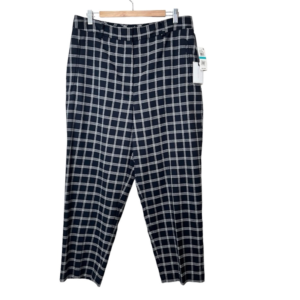 NWT 1. State Veridian Blooms Pant - Black White Plaid - Size 16